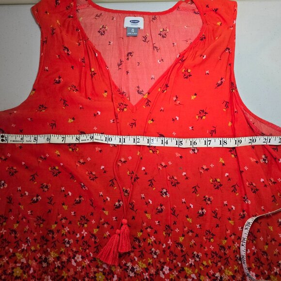 Old Navy boho sleeveless orange blouse with tassels - Picture 10 of 12